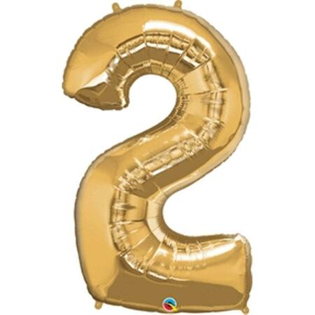 ANAGRAM 43 in. Number 2 Gold Shape Air Fill Foil Balloon 87817